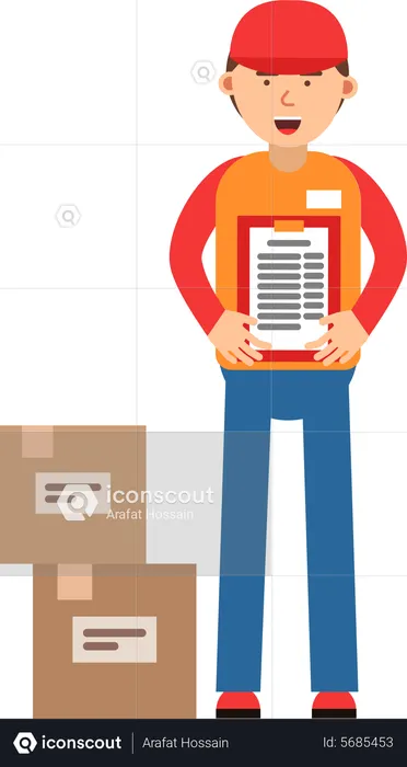 Delivery man with delivery list  Illustration