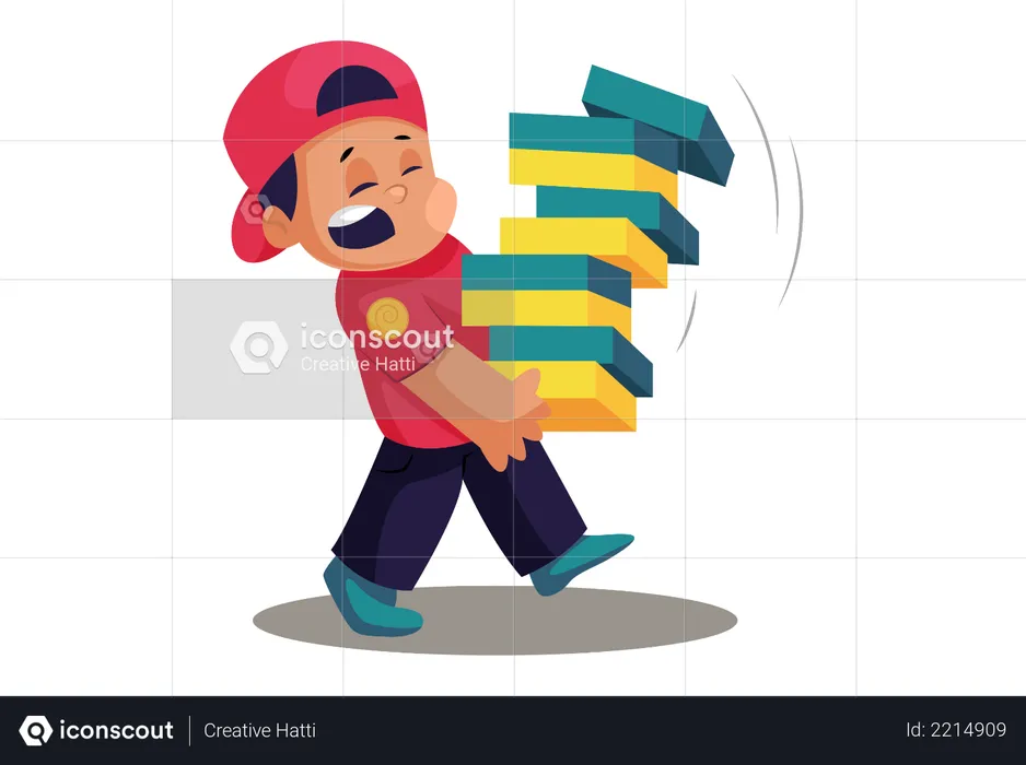 Delivery man with multiple pizza boxes  Illustration