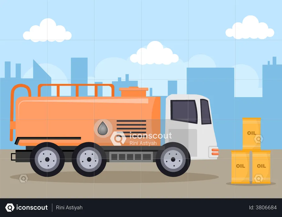 Delivery of Fuel by Truck  Illustration