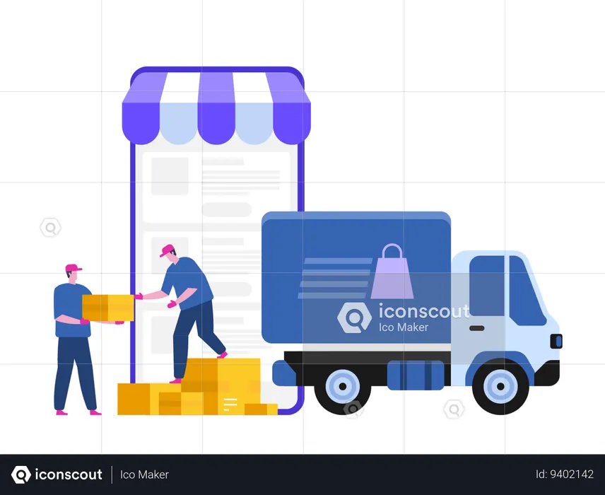 Delivery Of Goods Through Online Shop  Illustration