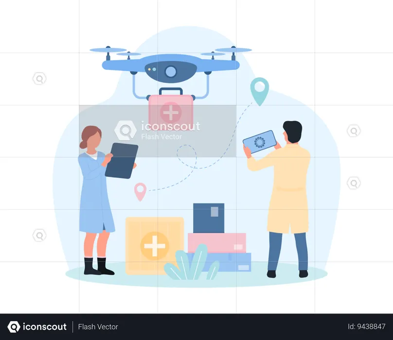 Delivery of medicines by drone  Illustration