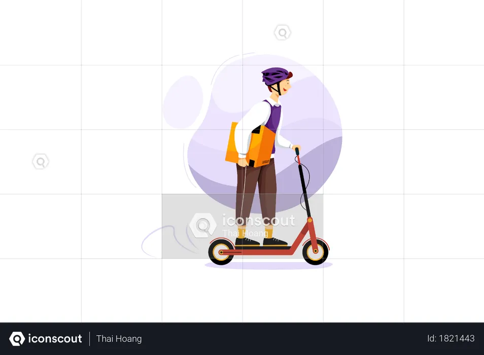 Delivery on scooter  Illustration