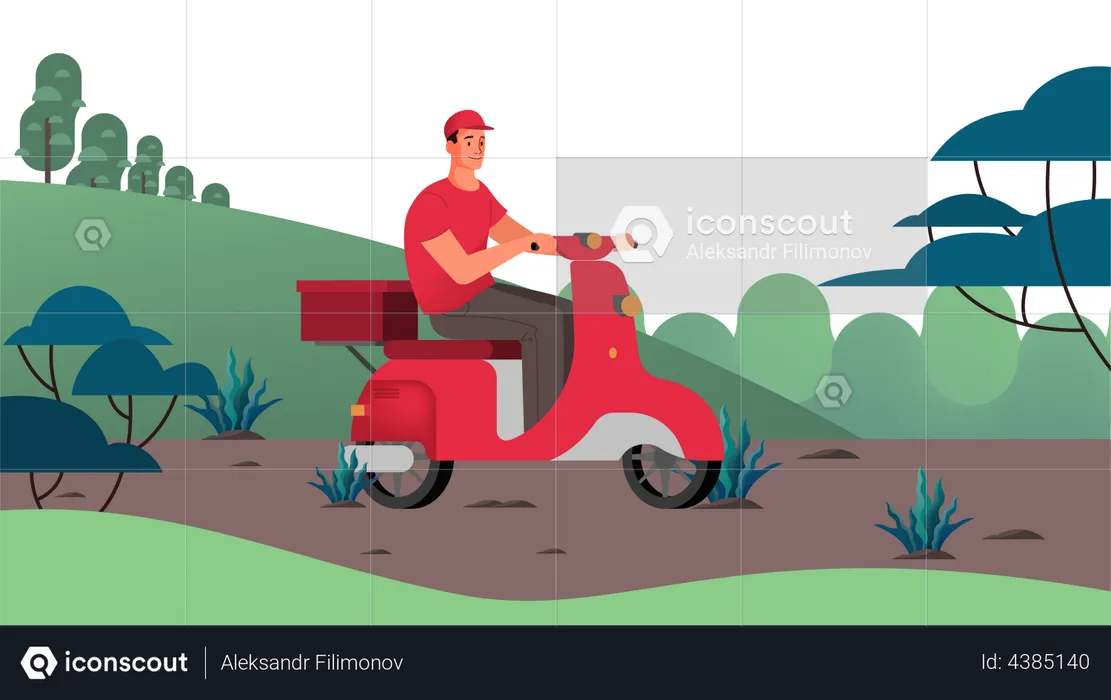 Delivery on scooter  Illustration