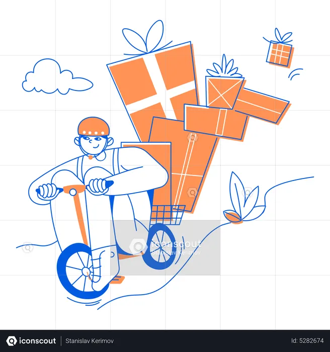 Delivery person going to deliver gifts  Illustration