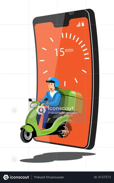 Delivery person going to delivery order  Illustration