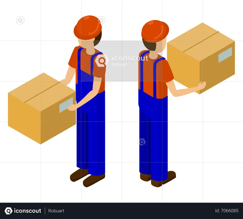 Delivery person holding delivery box  Illustration