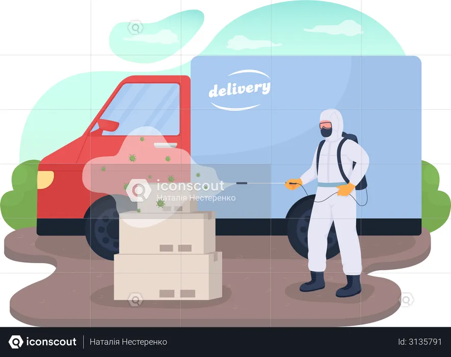 Delivery products disinfection  Illustration
