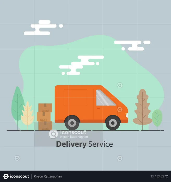 Delivery Service Truck  Illustration