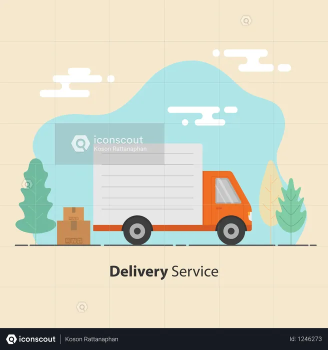 Delivery Service Truck  Illustration