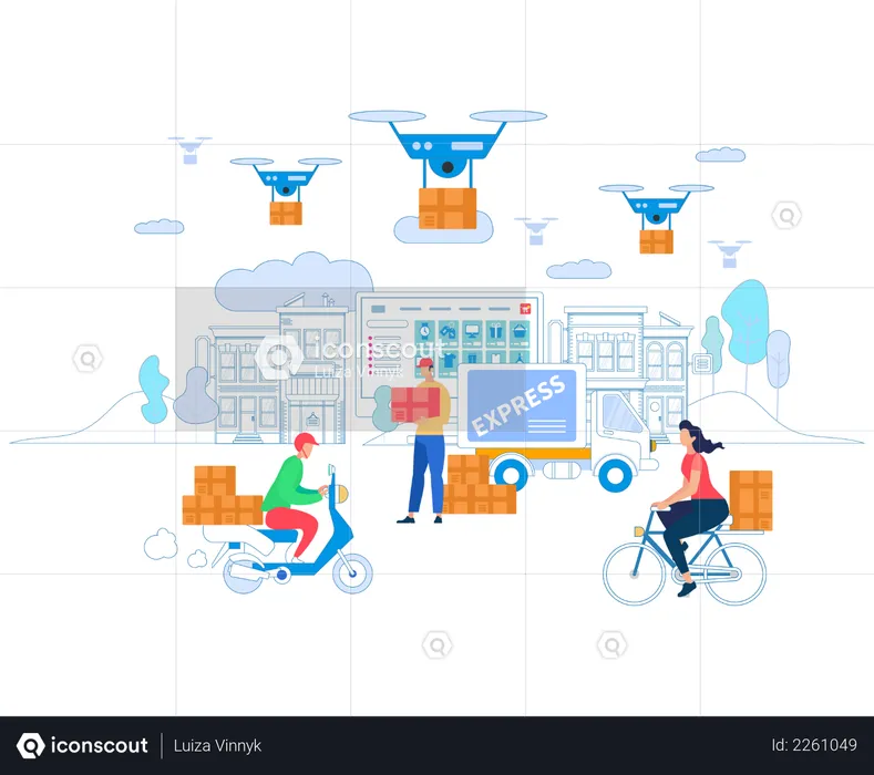 Delivery Service using drone  Illustration