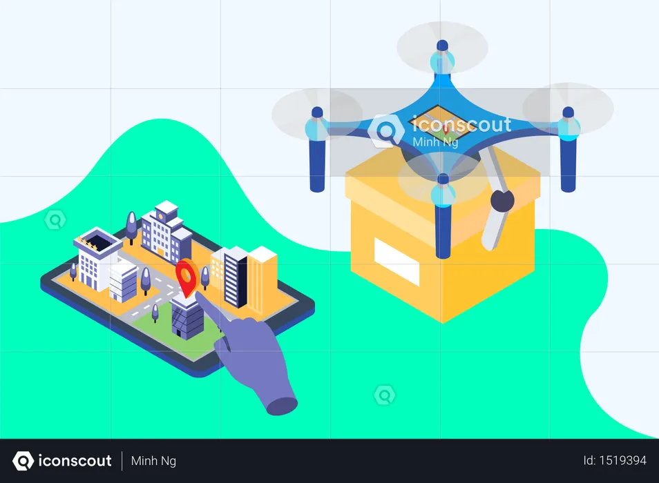 드론을 통한 배송  일러스트레이션