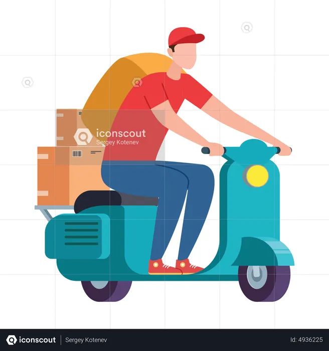 Delivery through scooter  Illustration