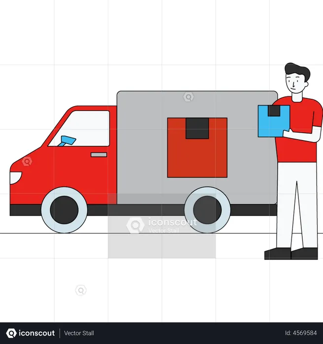 Delivery truck getting loaded  Illustration