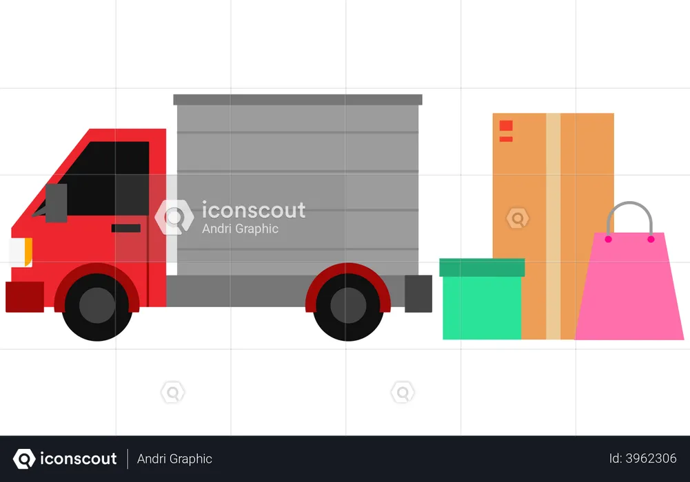 Delivery truck loading packages  Illustration