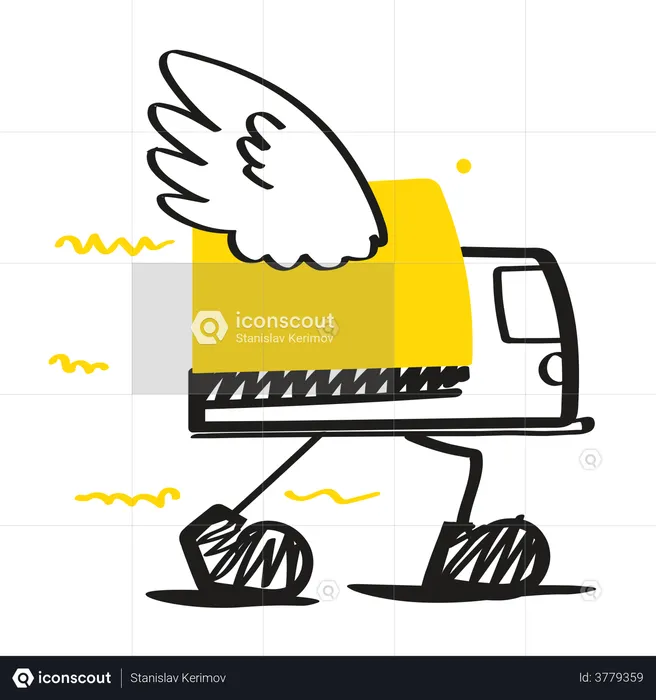 Delivery truck with wings  Illustration