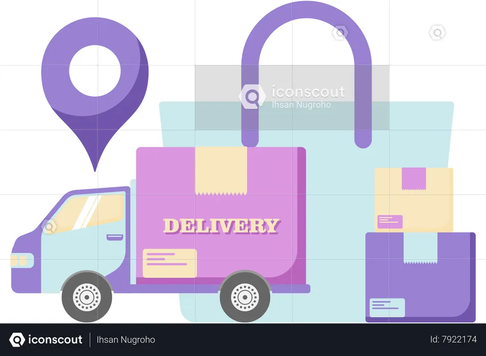 Delivery trucks and shopping bags  Illustration