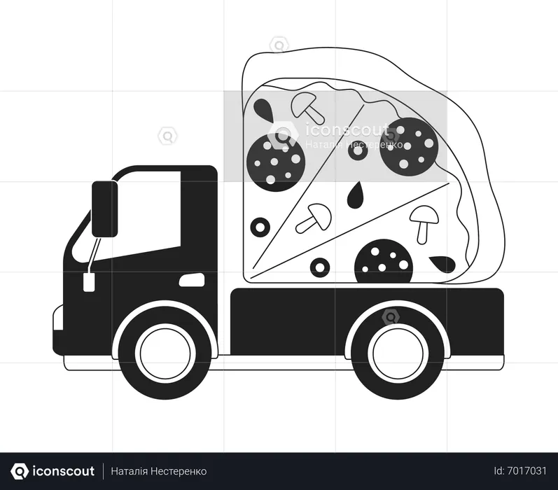 Delivery vehicle with pizza  Illustration