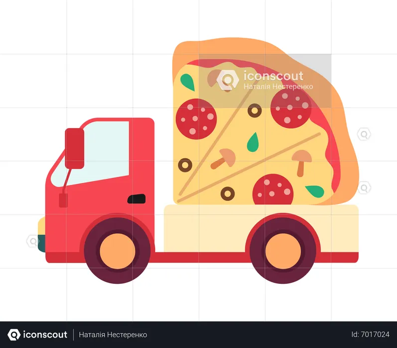 Delivery vehicle with pizza  Illustration