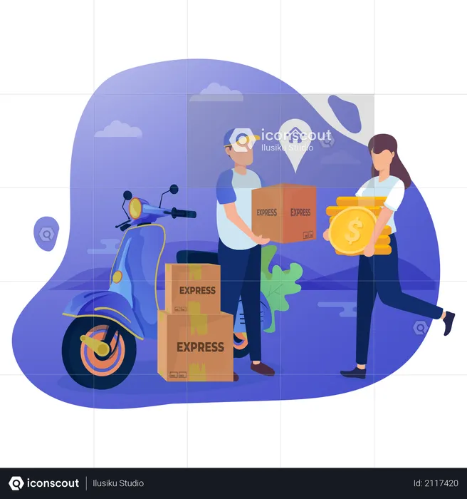 Delivery with cash payment  Illustration