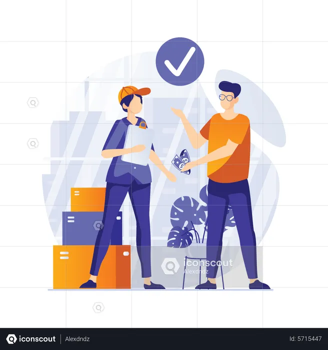 Delivery woman delivering package  Illustration
