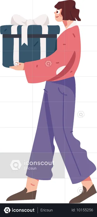 Delivery woman holding delivery box  Illustration