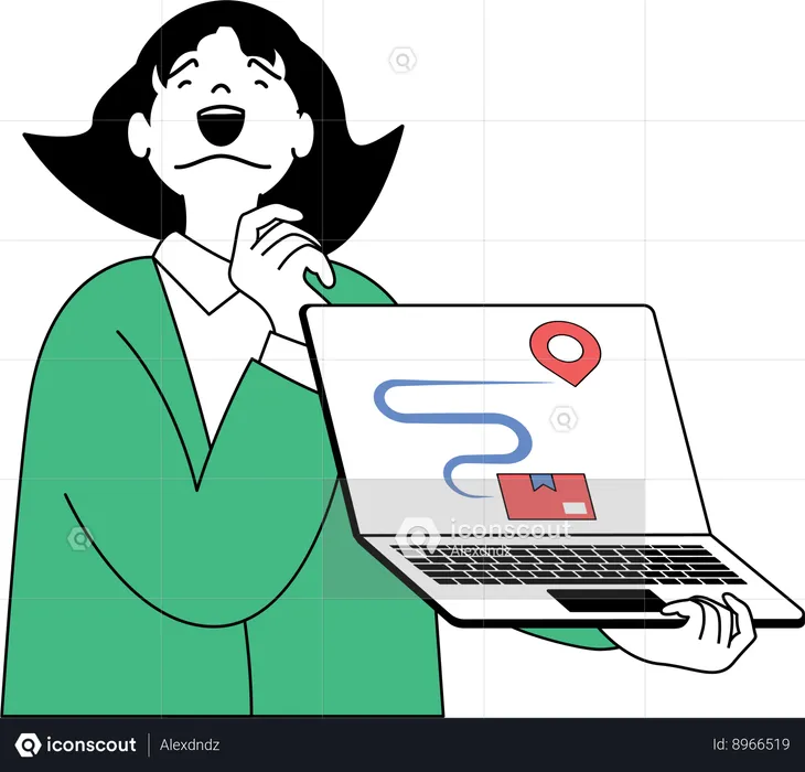 Delivery woman is finding delivery location  Illustration