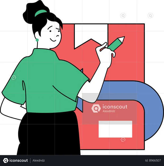 Delivery woman searches for delivery location  Illustration
