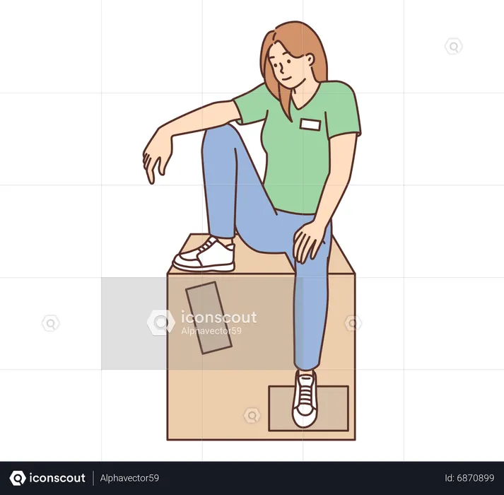 Delivery woman with box  Illustration