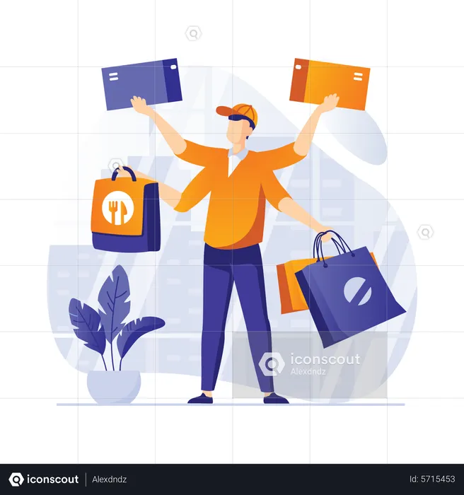 Deliveryman delivering food  Illustration