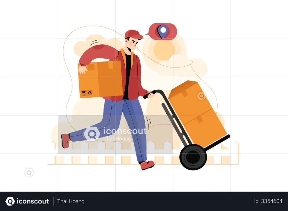 Deliveryman going to deliver package  Illustration