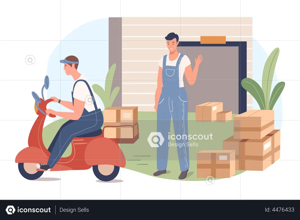 Deliveryman going to deliver parcel  Illustration