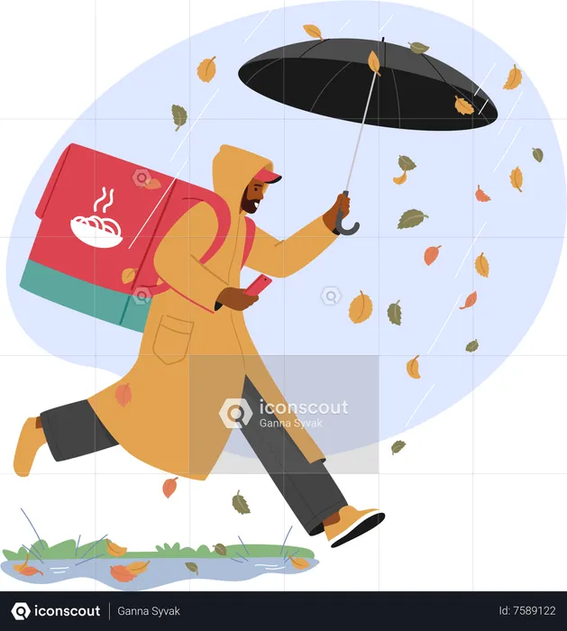 Deliveryman Holding Box  Illustration