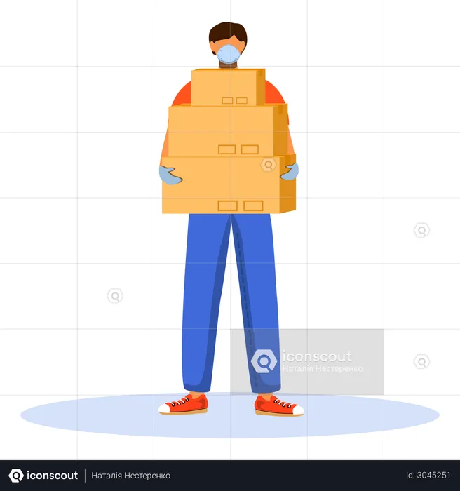 Deliveryman holding delivery boxes  Illustration