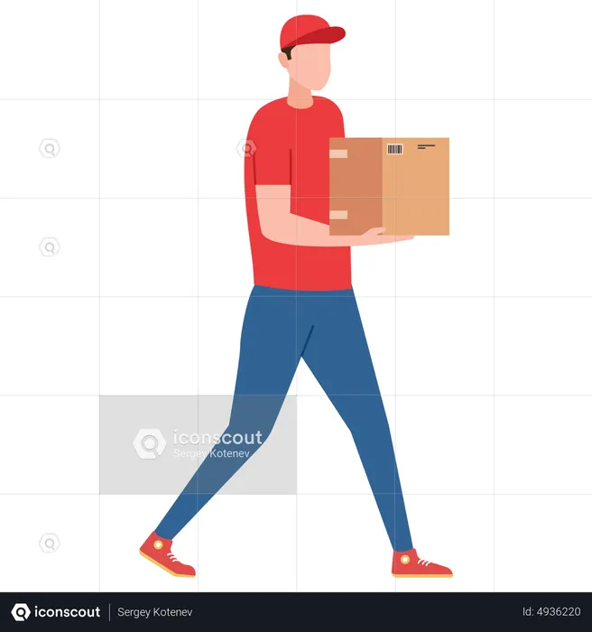 Deliveryman holding package  Illustration
