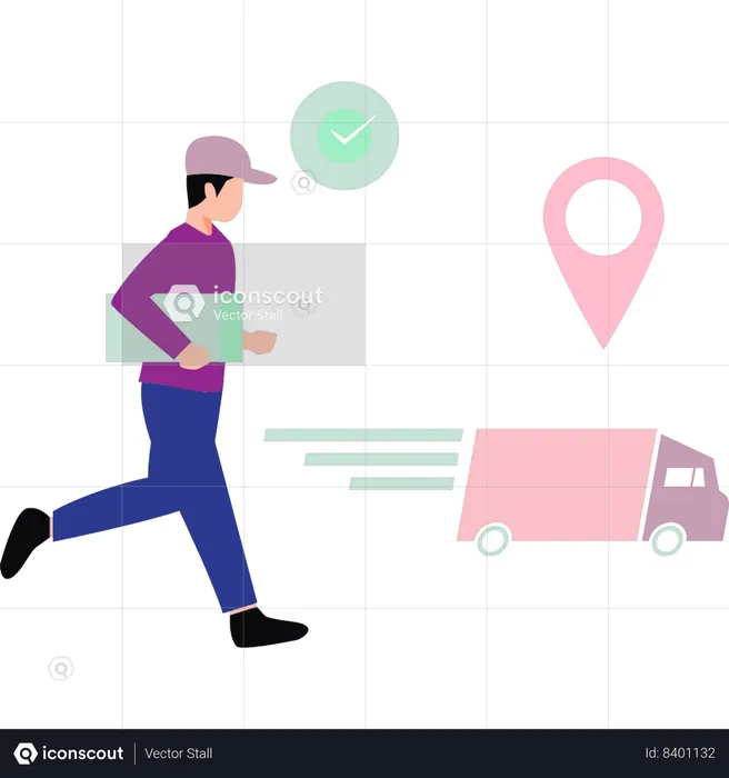 Deliveryman loaded boxes in truck and shipped for delivery  Illustration