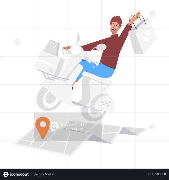 Deliveryman riding scooter  Illustration