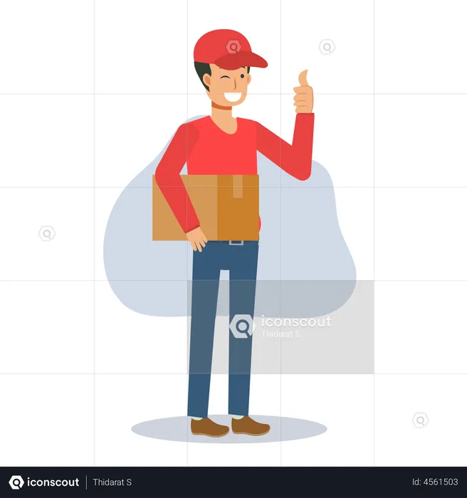 Deliveryman showing thumbs up  Illustration