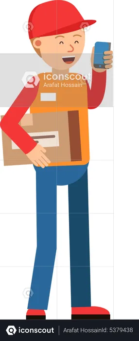 Deliveryman talking on phone  Illustration