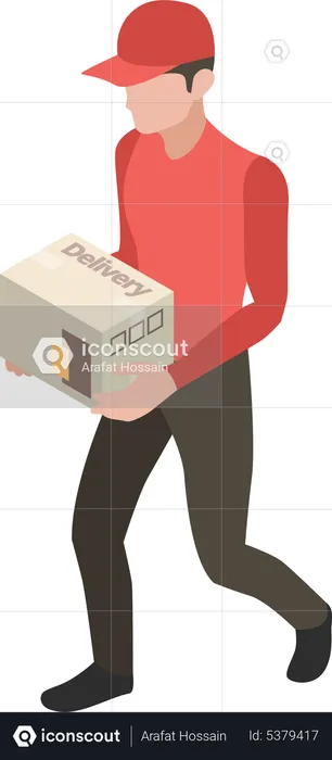 Deliveryman walking with package  Illustration