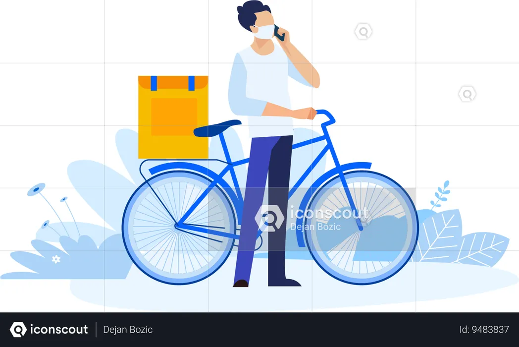 Deliveryman with cycle  Illustration