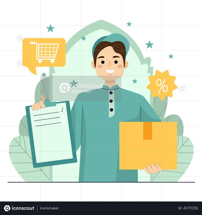 Deliveryman with delivery box  Illustration