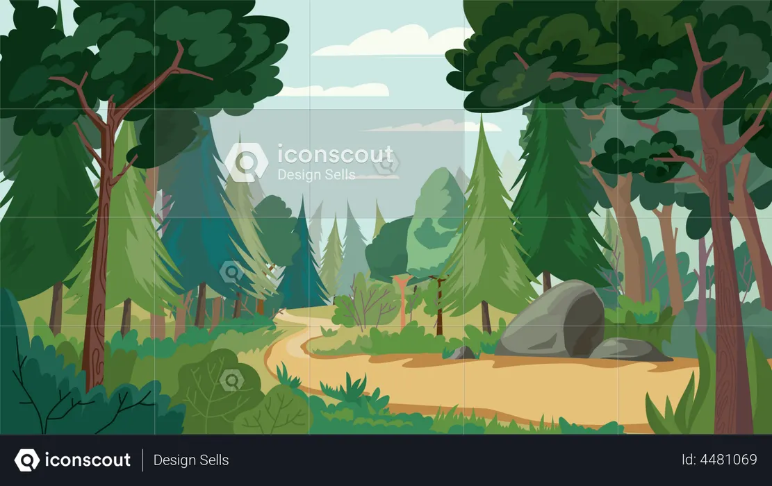 Dense Green Forest  Illustration