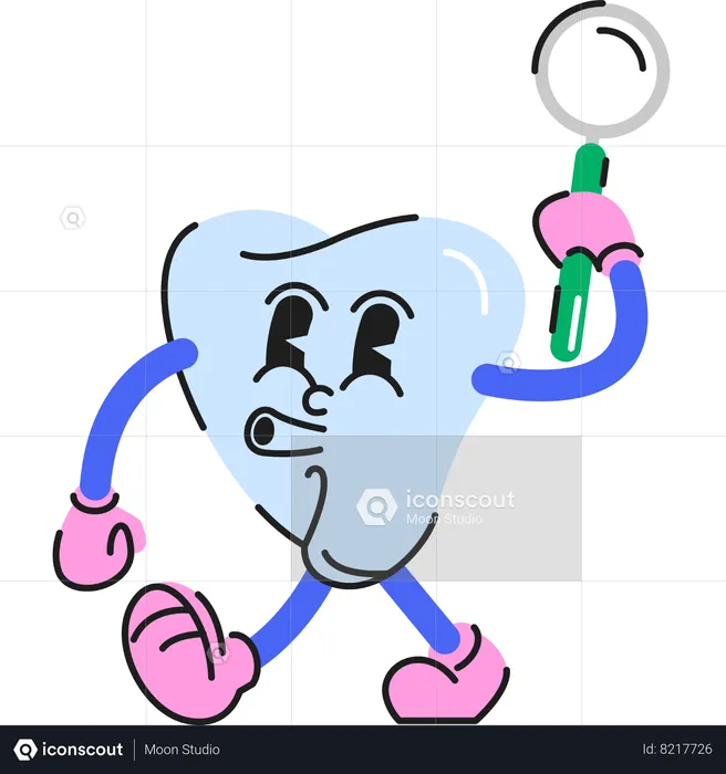 Tooth character whistling and walking  Illustration