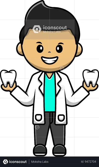 Dentist Boy Holding Tooth  Illustration