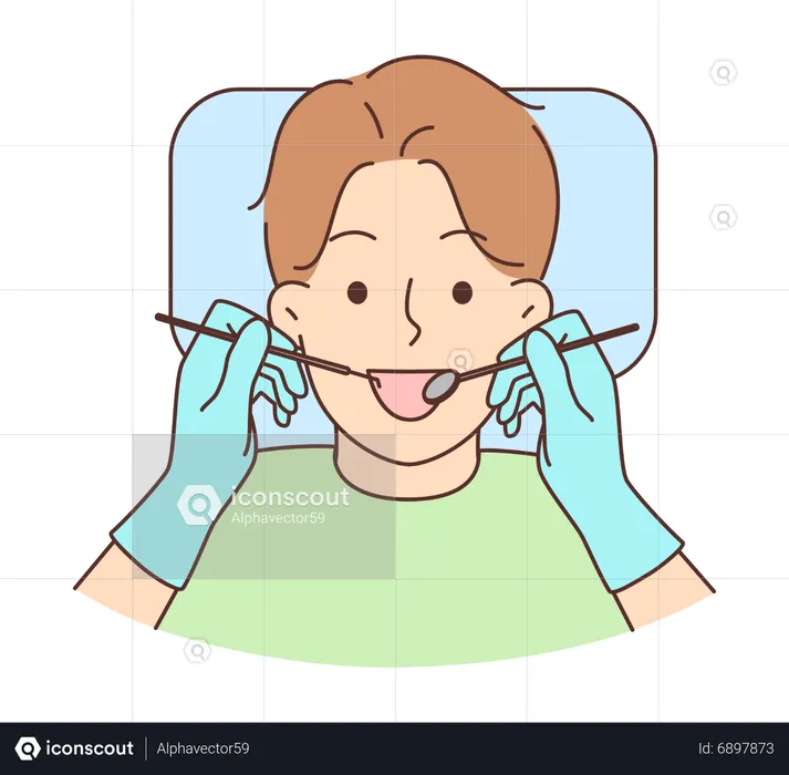 Dentist checking boy teeth checking  Illustration