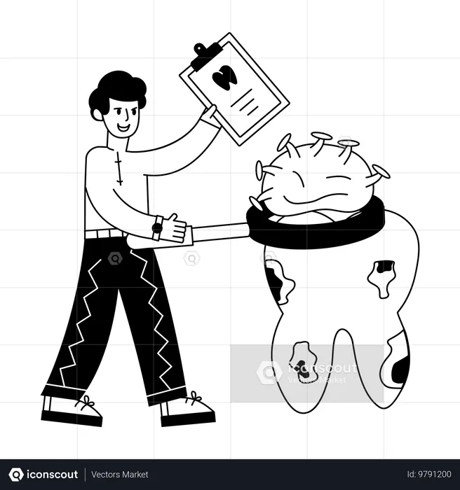 Dentist checks patient's teeth  Illustration