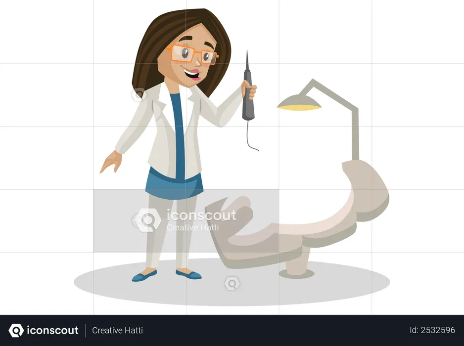 Dentist doing operation of teeth  Illustration