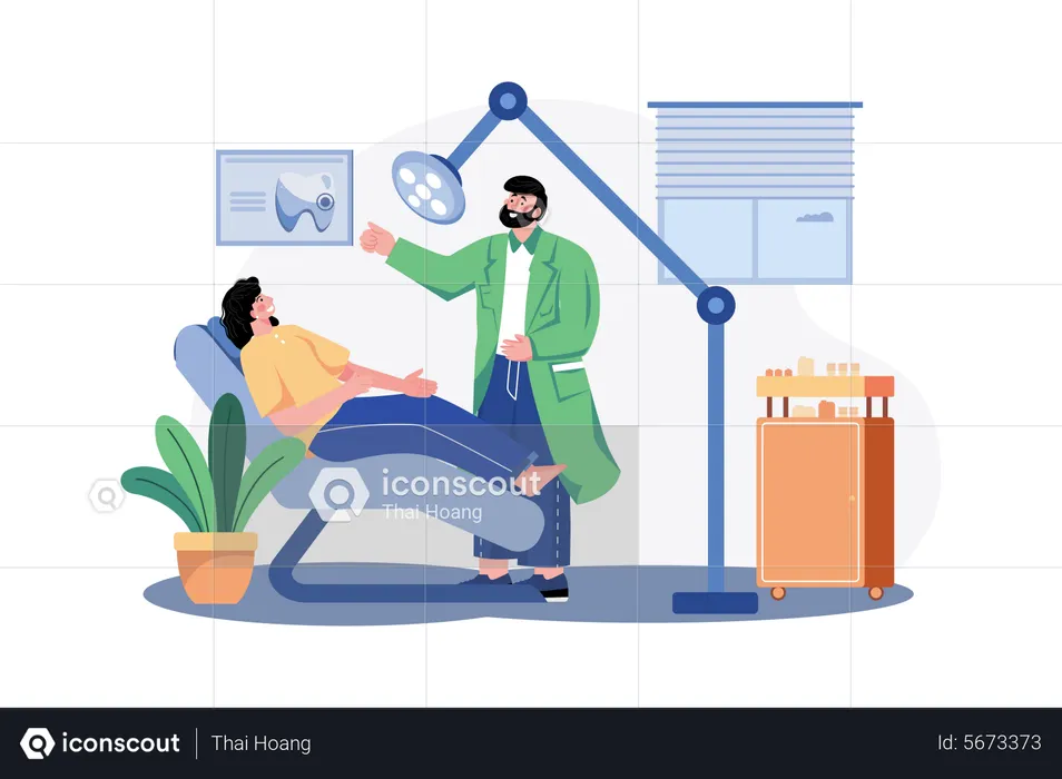 Dentist examining a patient  Illustration