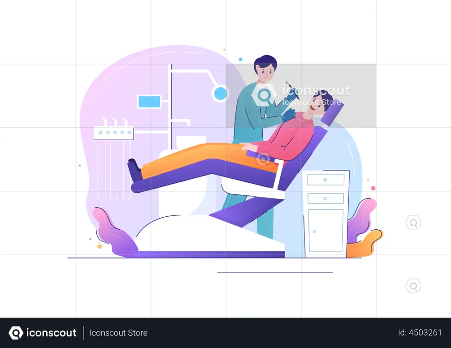 Dentist examining a patient  Illustration