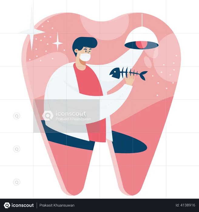 Dentist finding tooth decay cause  Illustration